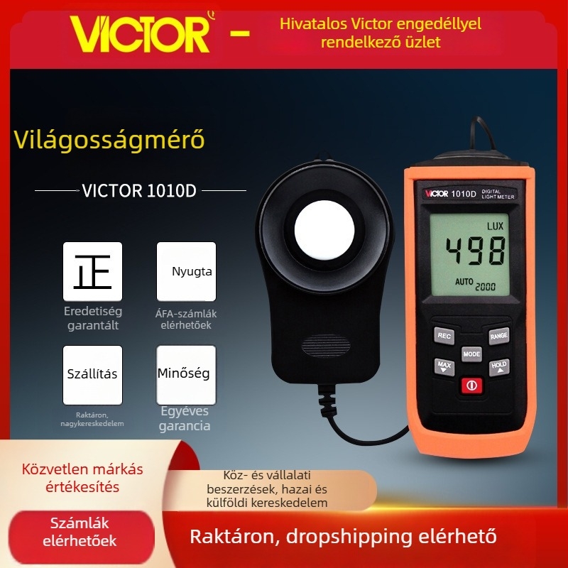 Victor VC1010C+/VC1010D+ digitális világosságmérő, 200000 lux mérésére