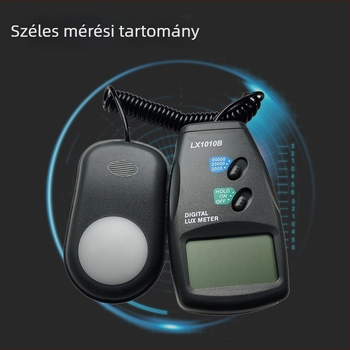 Szétválasztott típusú digitális fénymérő megvilágítás mérésére, LED detektor, modell LX1010B, 9V tápegység