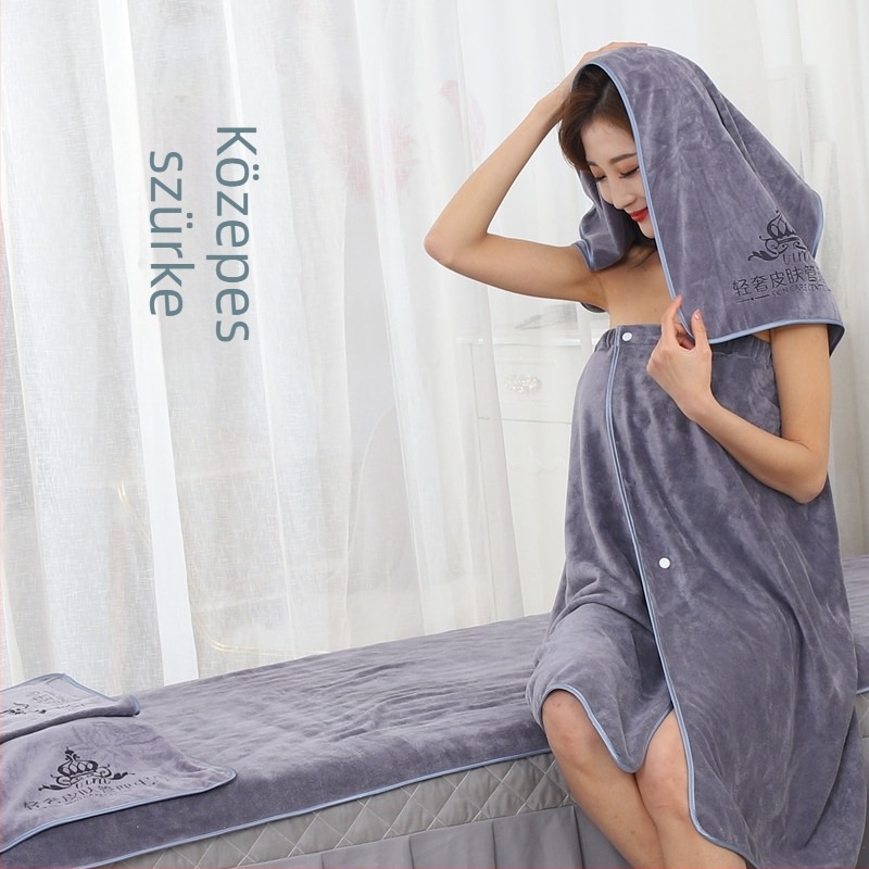 Öt részes luxus kozmetikai szalon törölközőkészlet: arctörölköző, párnator törölköző, fejkendő, ágytörölköző és fürdőlepedő. Anyag: szuperfinom rost; Tömeg: 420 g; Márka: Muyang; Szál feldolgozás: törött festett szál; Logó nyomtatás elérhető