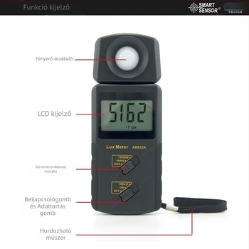 SMART SENSOR AR813A Integrált kézi megvilágítás- és fényerősségmérő, digitális fotométer