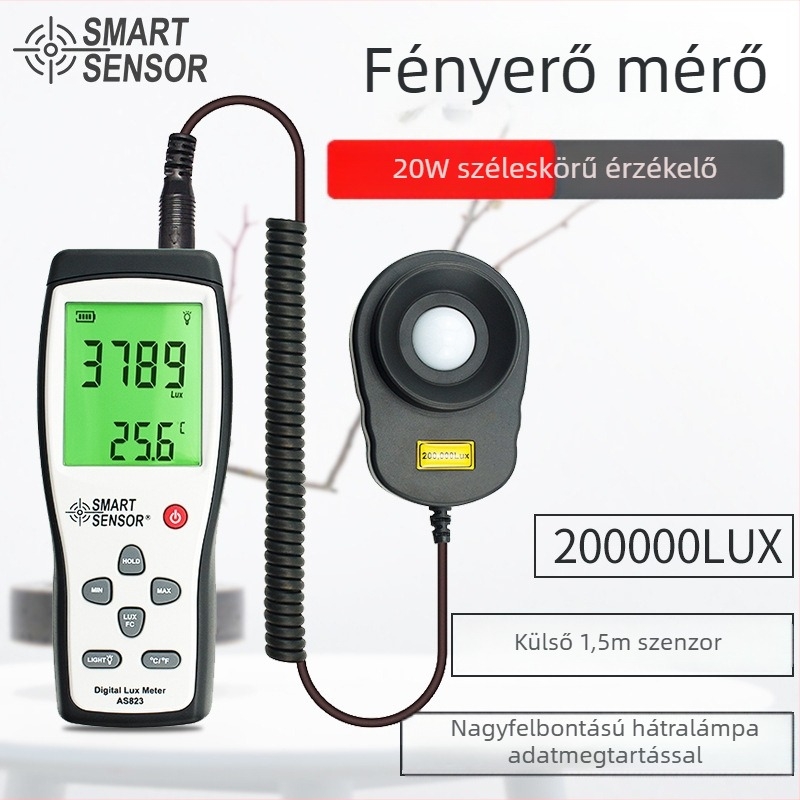Xima AS823 Kézi Luxmérő — Magas Pontosságú Digitális Luxmérő, 9V-os elemről működik