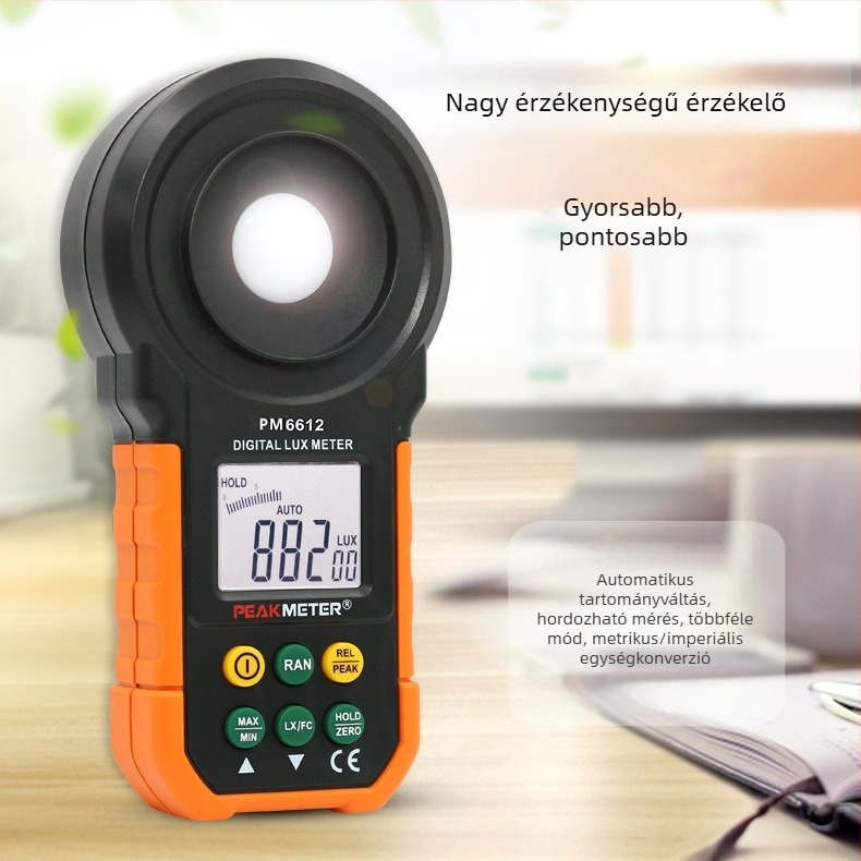 PeakMeter Huayi Digitális Luminométer PM6612 – Hordozható Fényességmérő ZX