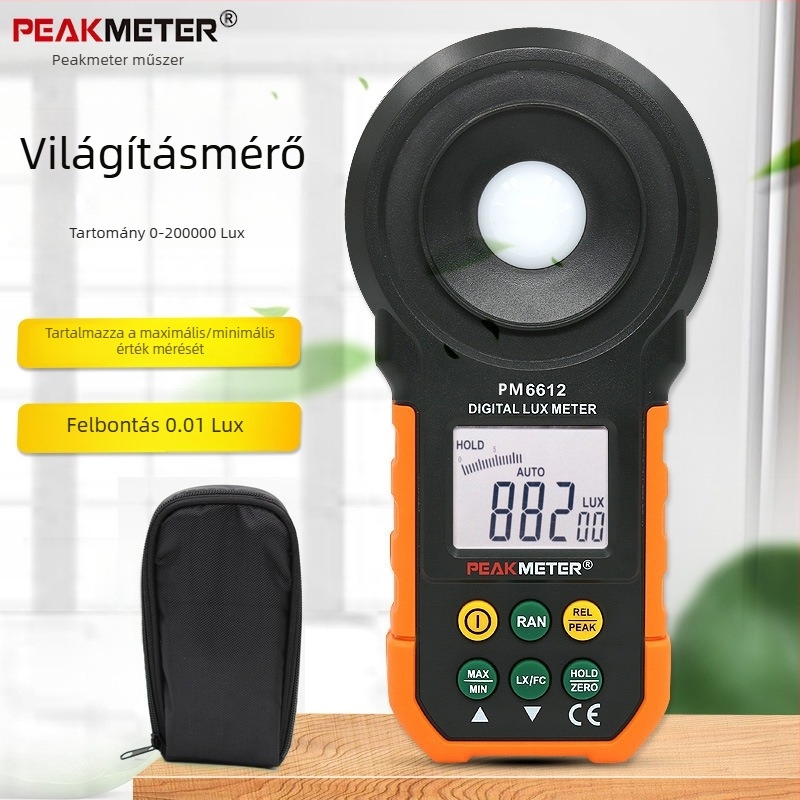 PeakMeter Huayi Digitális Luminométer PM6612 – Hordozható Fényességmérő ZX