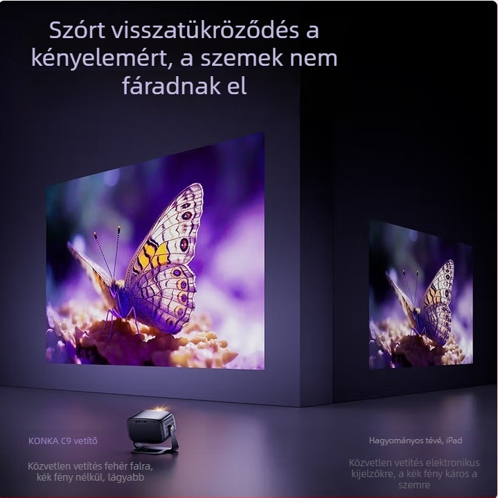 Konka otthoni projektor: 1080p, 3500 lm, vetítési méret 30–200 hüvelyk, 75W, 3C tanúsítvány 2022180903029470