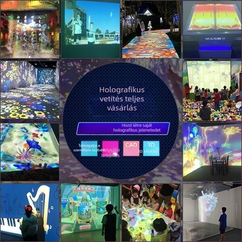 3D holografikus AR kültéri földön interaktív projekció park éjszakai sétához – 1080p, 5000 lm, kép mérete 600, 220V, energiahatékonyság I. osztály