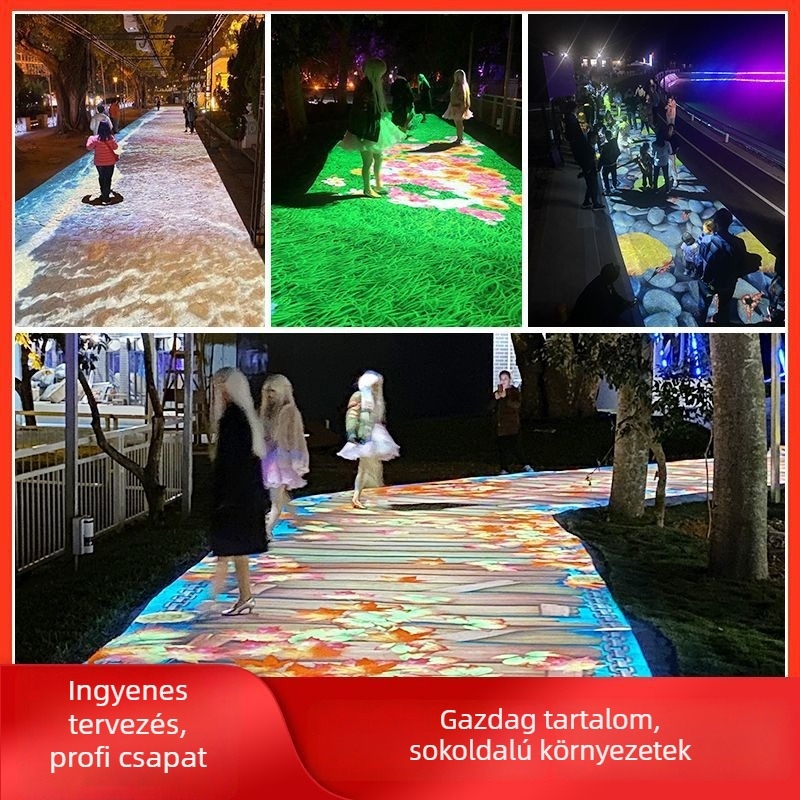 3D holografikus AR kültéri földön interaktív projekció park éjszakai sétához – 1080p, 5000 lm, kép mérete 600, 220V, energiahatékonyság I. osztály
