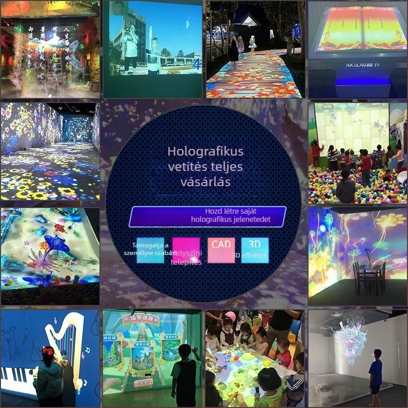 3D holografikus AR kültéri földön interaktív projekció park éjszakai sétához – 1080p, 5000 lm, kép mérete 600, 220V, energiahatékonyság I. osztály