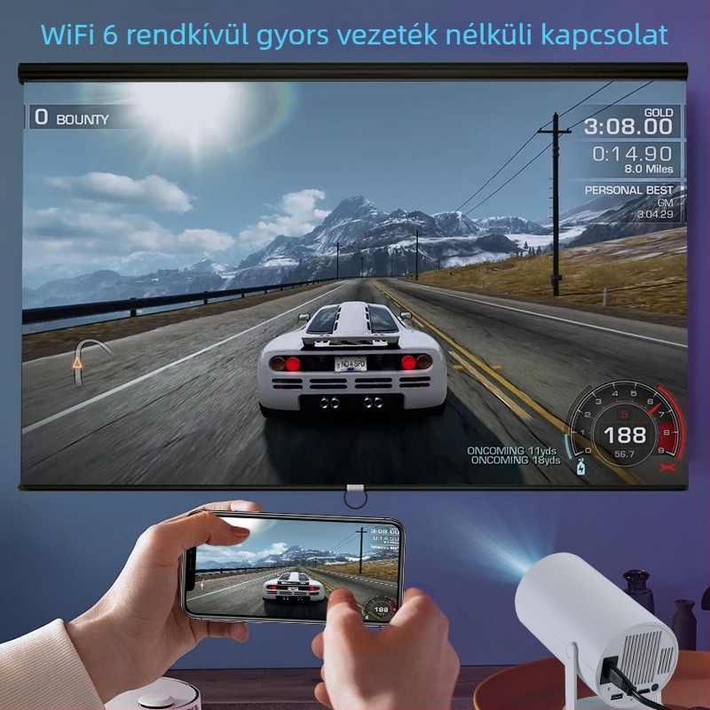 HY300/L011Pro hordozható otthoni projektor, felbontás 1280x720, fényerő 160 ANSI, automatikus élességállítás