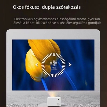 A8 HD projektor otthonra és irodába, 1080p, intelligens hangvezérlés, motoros élességállítás, otthoni mozi nagy képernyő