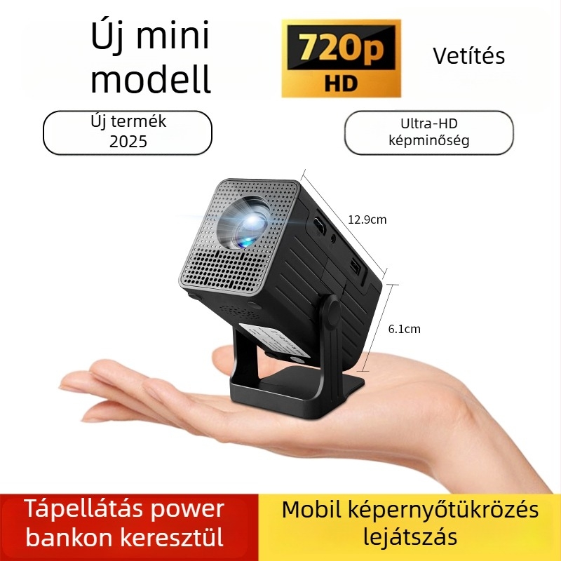 Kempingező hordozható projektor beépített akkumulátorral — HD mini vezeték nélküli projektor képernyő-tükrözéssel és hosszú üzemidő