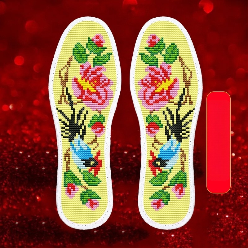 Keresztszemes talpbetét — kézzel varrt, párnázott, teljes talpbetét, textilem cipőkhöz