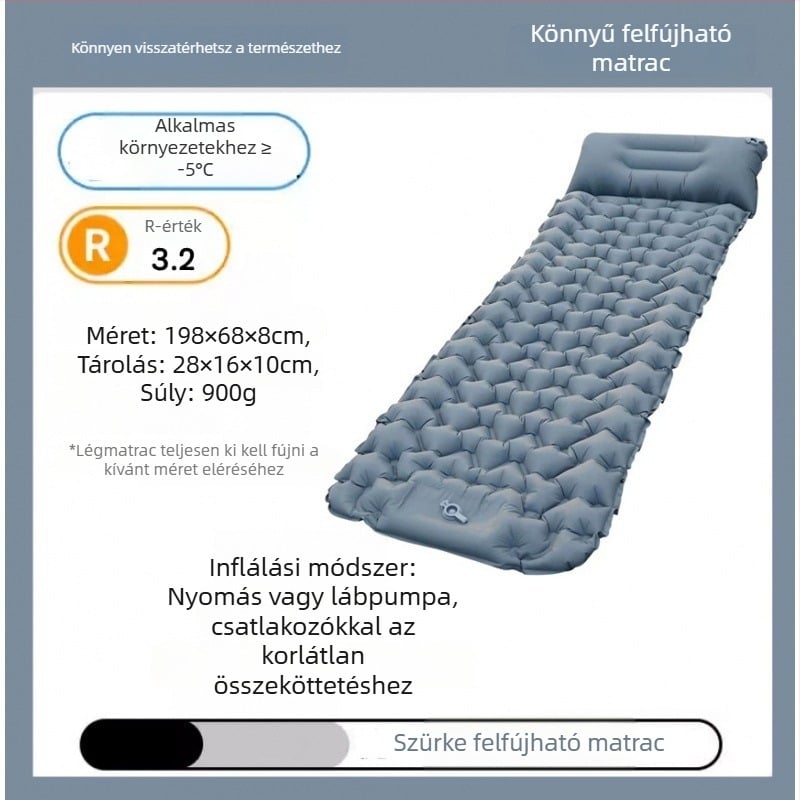 Összecsukható kültéri felfújható alvó matrac, nedvességálló, tojásfészek dizájnnal, egy személyre