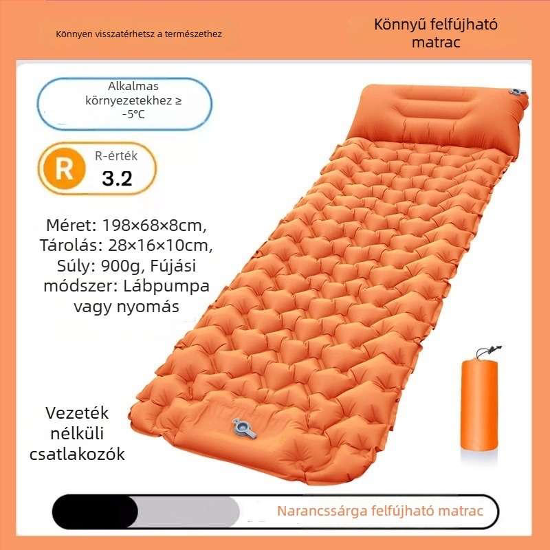 Összecsukható kültéri felfújható alvó matrac, nedvességálló, tojásfészek dizájnnal, egy személyre