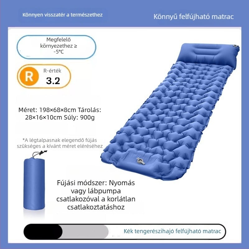 Összecsukható kültéri felfújható alvó matrac, nedvességálló, tojásfészek dizájnnal, egy személyre