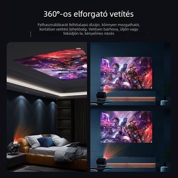 Skyworth 1080p hordozható otthoni projektor, 3000 lumen fényerő, 70W teljesítmény