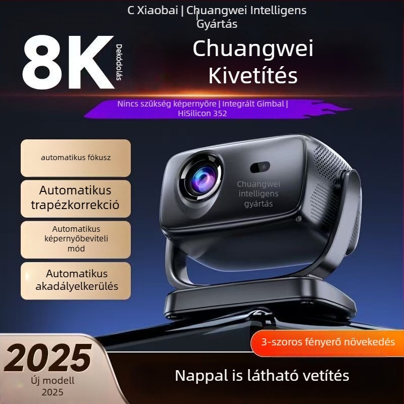 Skyworth 1080p hordozható otthoni projektor, 3000 lumen fényerő, 70W teljesítmény