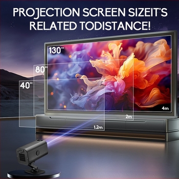 M7 hordozható mini projektor vezeték nélküli Wi‑Fi tükrözéssel, Type-C tápegység, 24W, felbontás 480×320, fényerő 50 ANSI