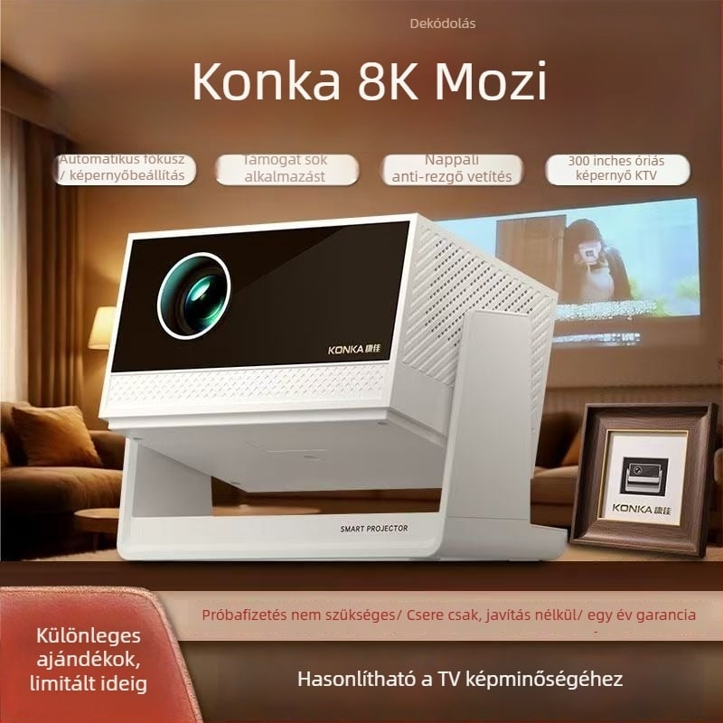 Hordozható projektor otthoni mozihoz PTZ forgatható, Full HD 1920x1080, 5000 ANSI-lumen, 80W