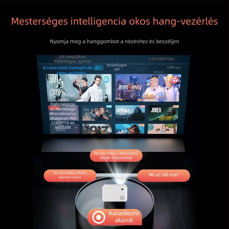 Otthoni mozi projektor, hordozható, 1080p, 5000 lumen, 75W, 3C tanúsítvány 2024200903000235, első osztályú energiahatékonyság