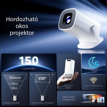 P30PLUS Cool Edition Kisméretű Okos Projektor — 39W, 1280x720 felbontás, 150 fényerő