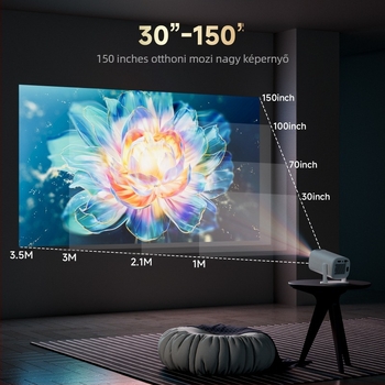 P30PLUS Cool Edition Kisméretű Okos Projektor — 39W, 1280x720 felbontás, 150 fényerő
