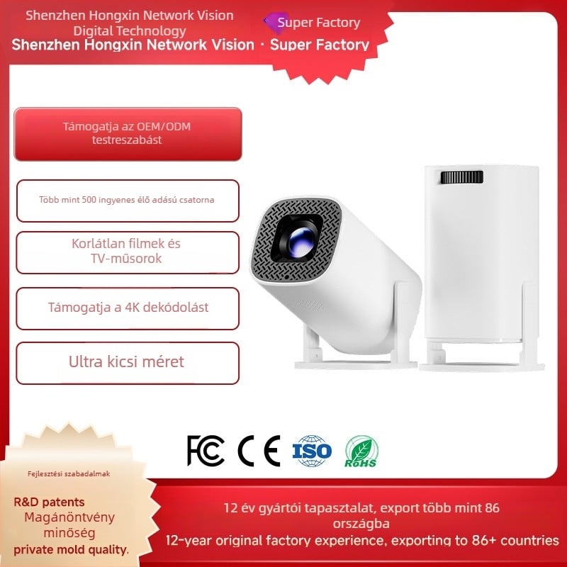 P30PLUS Otthoni Projektor – 1280x720p, 150 ANSI Lumen, Előre vetítés, Vetítési arány 2.1, 100-240V