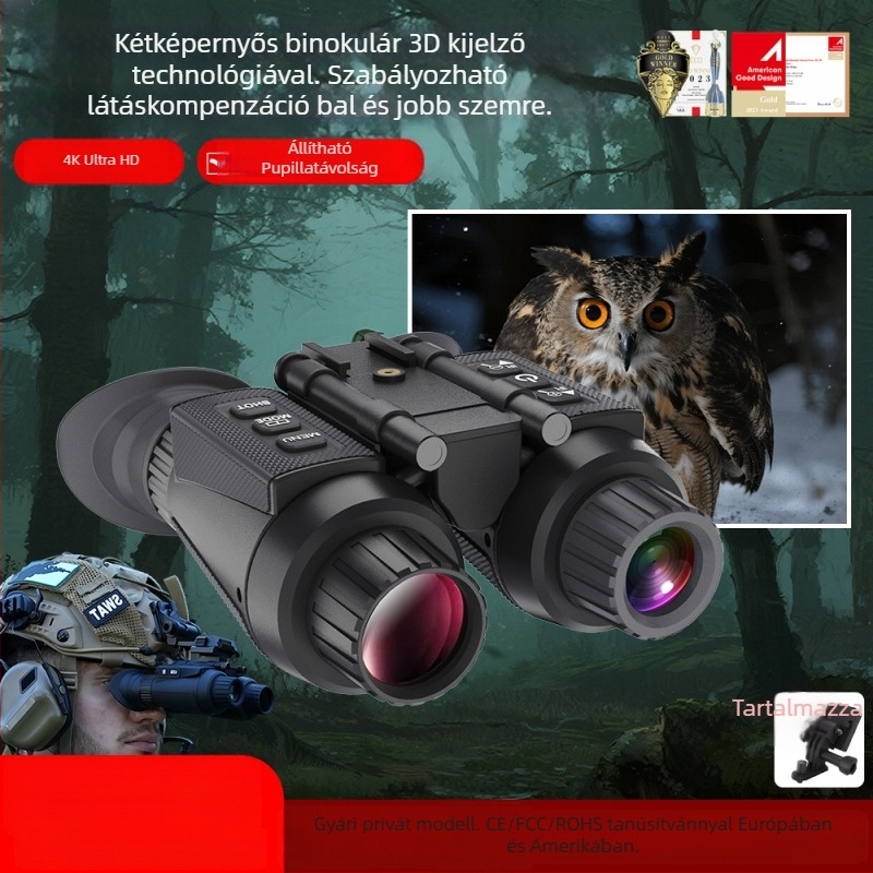 Fejre szerelt infravörös éjjellátó készülék kültéri használatra: nagyítás 21x+, 25 mm objektív, látótávolság 300 m, tápellátás 3,7 V, NV8300