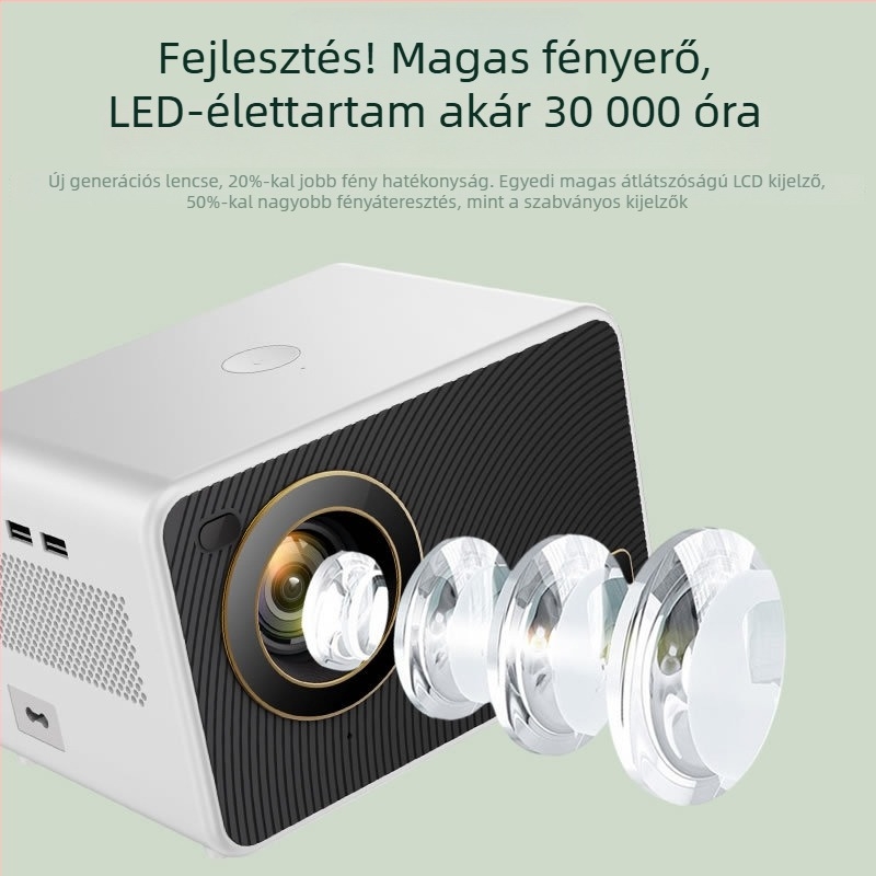 Otthoni projektor — 1080P felbontás, 900 ANSI fényerő, 80W teljesítmény, hangvezérlés