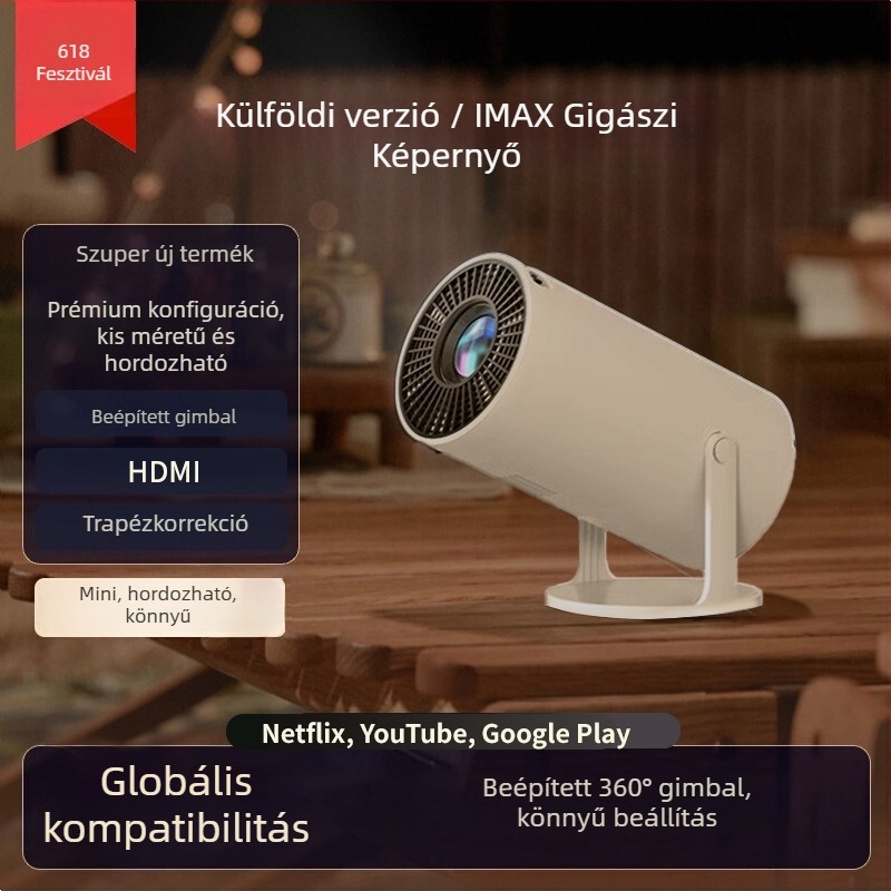 HY300 Hordozható intelligens projektor Android 11 | LCD 1080P | 120 ANSI Fényerő | Otthoni mozi
