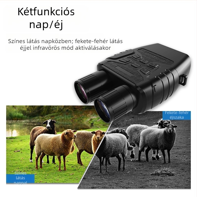 Éjjellátó binokulár 12x optikai nagyítással, infravörös digitális éjjellátás, nagy kijelző