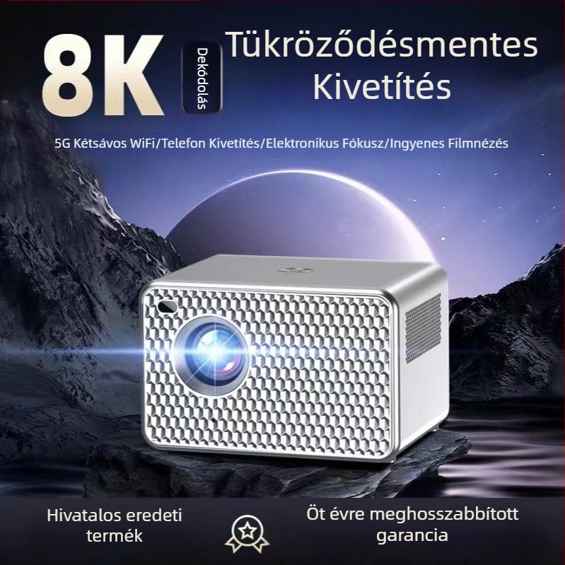 Otthoni mozi projektor Wi-Fi-vel, mobiltelefonokra, 1080p, 2000 lumen, 150 hüvelykes vetítés, okos otthon kompatibilis