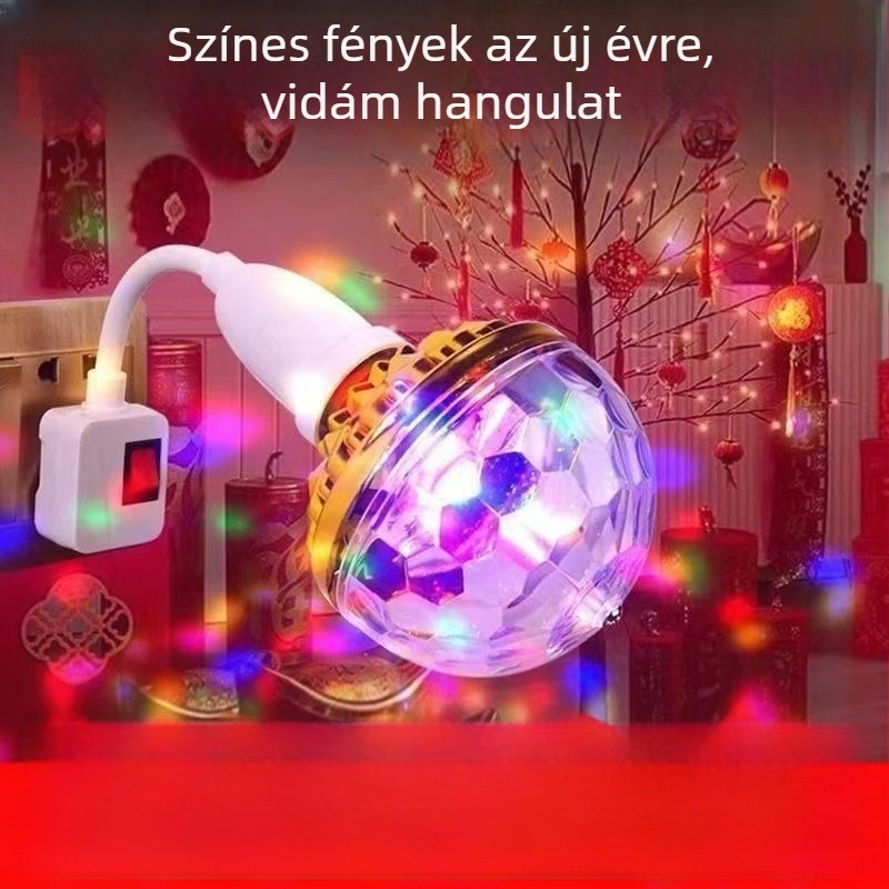 Arany LED hét színű forgó varázsgömb lámpa otthoni színpadhoz vetítéssel, DC tápellátás, 220V, modell ZW2509091, rögzítés: felakasztható, falra vagy asztalra