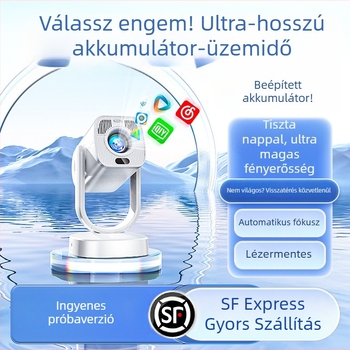 Akkumulátoros hordozható projektor, 1080p felbontás, 5000 lumen fényerő, 80 W teljesítmény