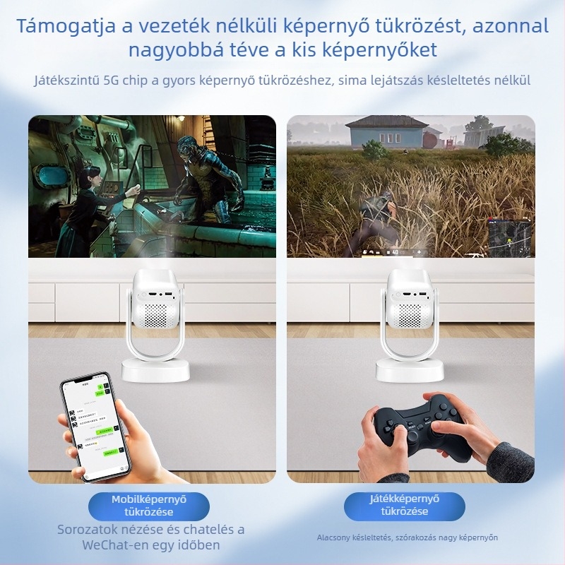 Akkumulátoros hordozható projektor, 1080p felbontás, 5000 lumen fényerő, 80 W teljesítmény