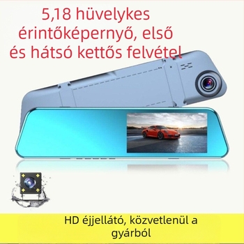 Autós DVR csillagfényes éjszakai látással és visszapillantó tükrökkel, HD kettős felvétel (elöl és hátul), 4,3 hüvelykes érintőképernyő
