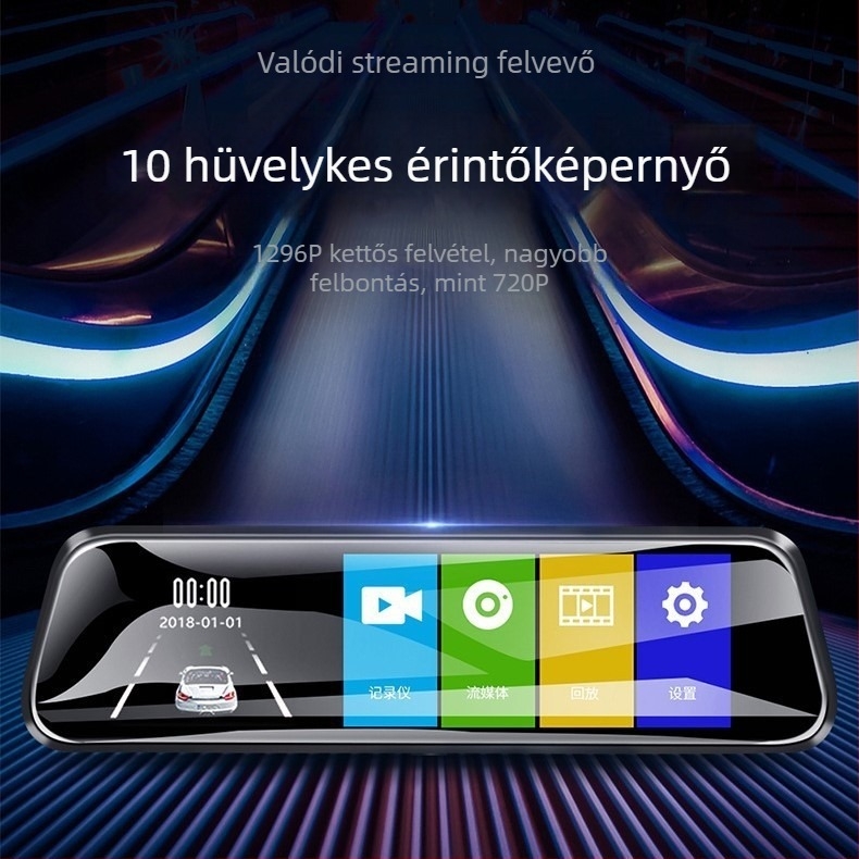 Autós DVR csillagfényes éjszakai látással és visszapillantó tükrökkel, HD kettős felvétel (elöl és hátul), 4,3 hüvelykes érintőképernyő