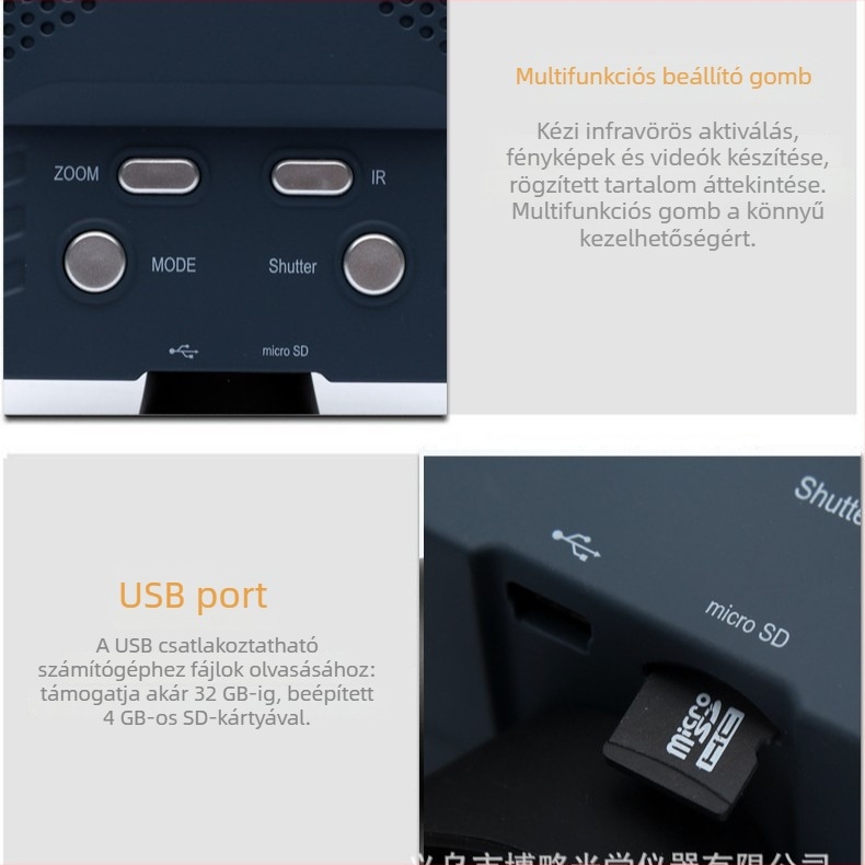 Kézi digitális éjjellátó monoculus fotó- és videófelvétellel, infravörös, nappal/éjszaka kettős használat, HD