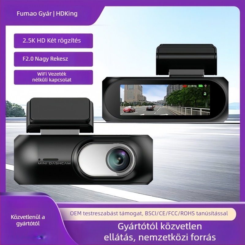 DC299C Autós dash cam, 1440p, 140° széles látómező, 128GB tárhely, 24 órás ciklikus felvétel