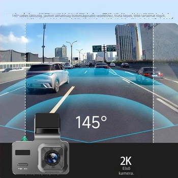 2K rejtett autós dashcam, ultra éjjellátás, kettős felvétel (előre és vissza), 140° széles látószög, 24 órás parkoló felügyelet