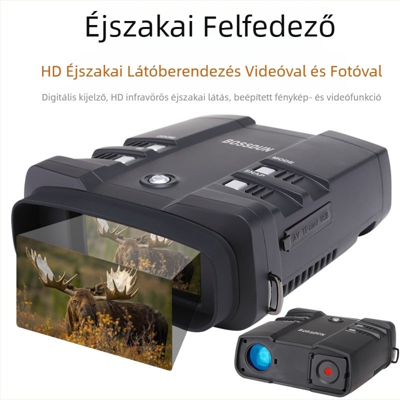 NVFHD600 digitális éjjellátó binokulár — infravörös éjjellátás, fénykép/videó, nem termikus képalkotás; Bossdun