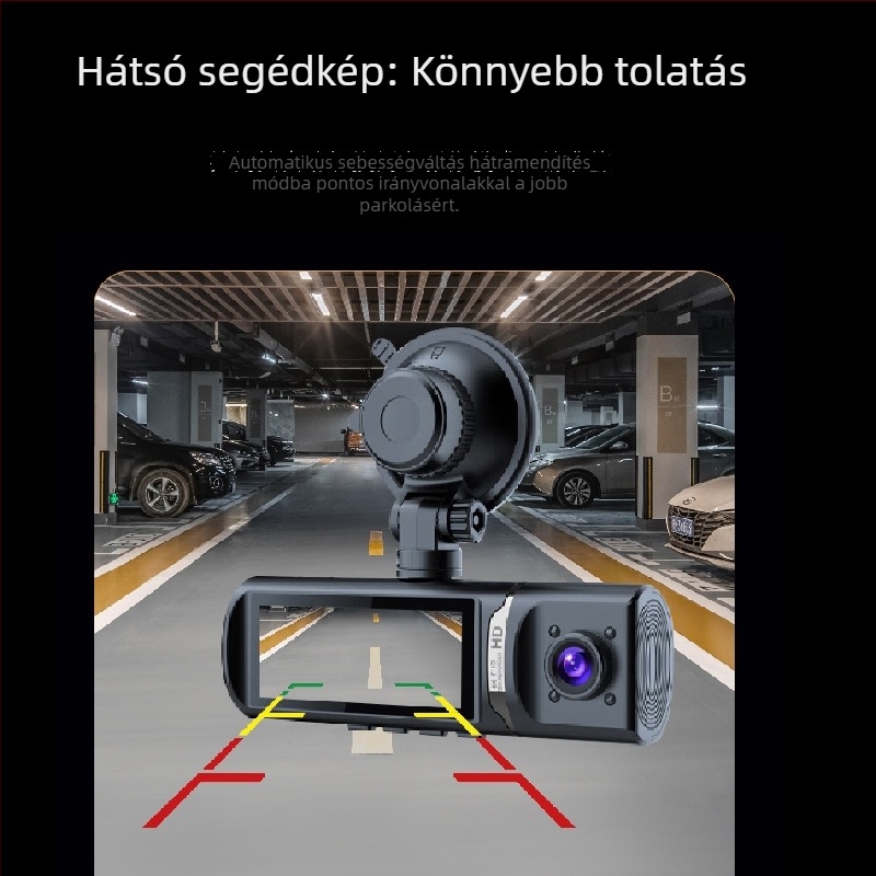 Éjszakai látású autós DVR elöl és hátul dupla kamerával, 4K+, 170° látószög, Wi‑Fi