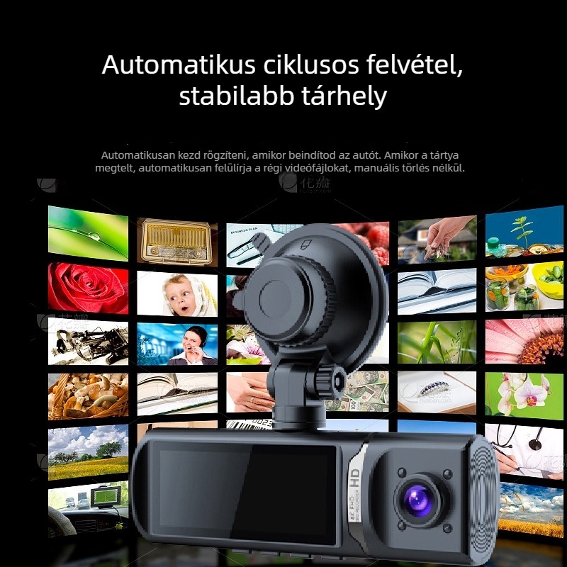 Éjszakai látású autós DVR elöl és hátul dupla kamerával, 4K+, 170° látószög, Wi‑Fi