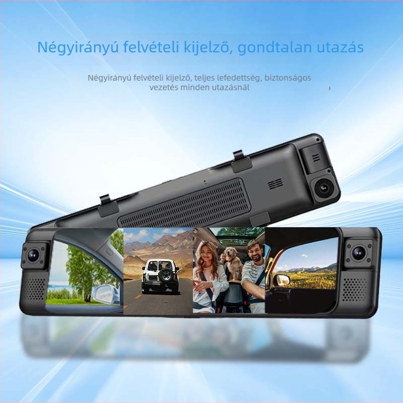 4K hátsó tükrös DVR négylencsés felépítésével, 360° ADAS, BSD, parkolási monitorozás, Wi-Fi és okos alkalmazás