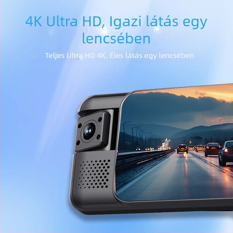 4K hátsó tükrös DVR négylencsés felépítésével, 360° ADAS, BSD, parkolási monitorozás, Wi-Fi és okos alkalmazás