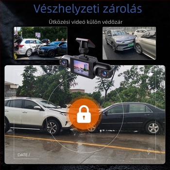 2 hüvelykes HD autós dash kamera négy lencsével (elöl, hátul, balra és jobbra), tolatókép és éjszakai látás