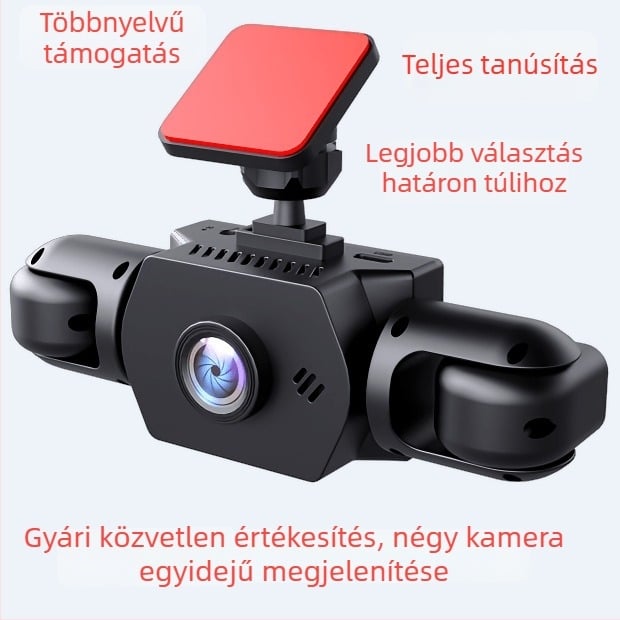 2 hüvelykes HD autós dash kamera négy lencsével (elöl, hátul, balra és jobbra), tolatókép és éjszakai látás