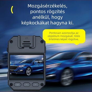 Rendőrségi testkamera hátlapi klippel, 1080p, F1.0, mozgásérzlelés, TF-kártya, gombos üzemmód