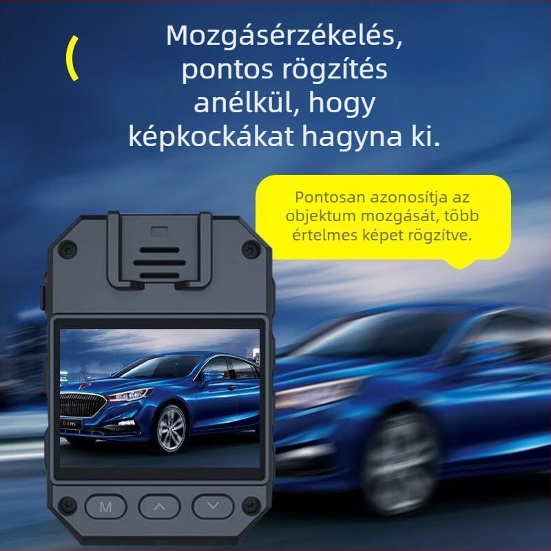 Rendőrségi testkamera hátlapi klippel, 1080p, F1.0, mozgásérzlelés, TF-kártya, gombos üzemmód
