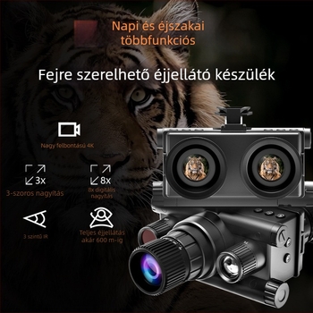 Fejre rögzíthető infravörös éjjellátó eszköz, 3x optikai nagyítás és 8x digitális zoom, 25 mm objektív, 600 m látótávolság, 375 g tömeg
