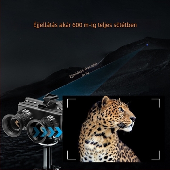 Fejre rögzíthető infravörös éjjellátó eszköz, 3x optikai nagyítás és 8x digitális zoom, 25 mm objektív, 600 m látótávolság, 375 g tömeg
